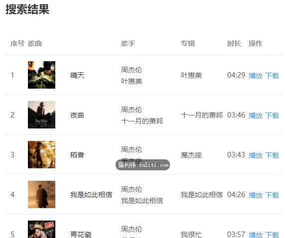 下载音乐的好站 收录7854条mp3 周杰伦的也能听