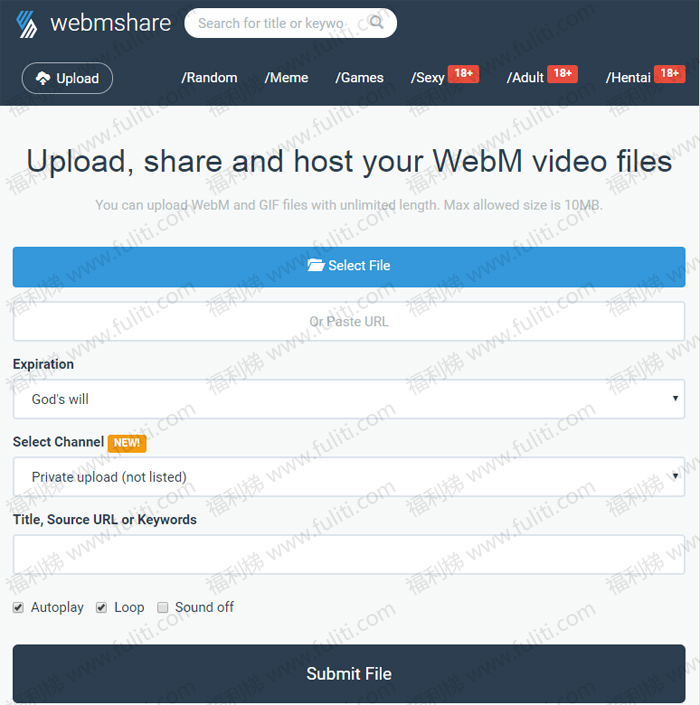 Webmshare:可上传10MB以内的视频或图片 并支持分享