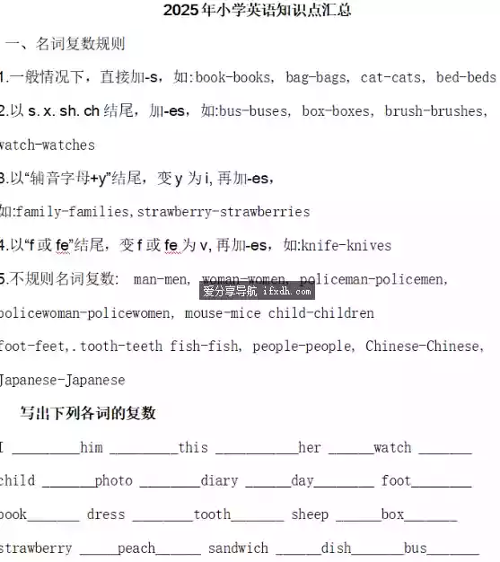 2025年小升初英语单词、短语知识点归纳总结Word资料