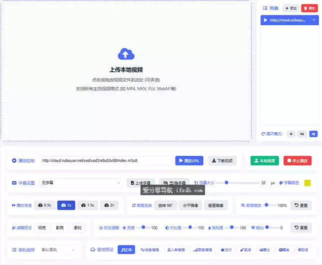 m3u8视频在线播放器/可上传本地视频/可播放m3u8地址