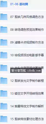 大神出的剪映高级片教程：剪辑/调色/字幕/特效 共有19GB