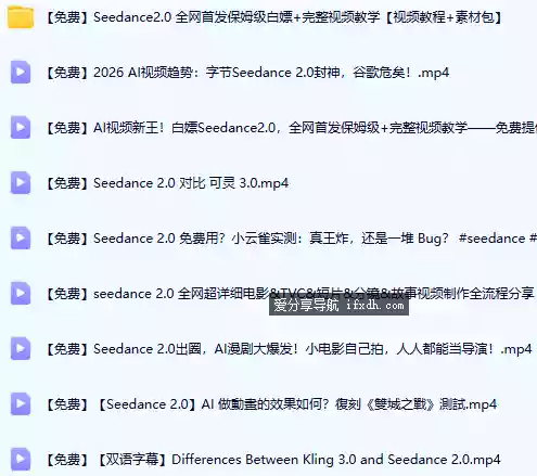 Seedance2.0全套教程+万能提示词 小白直接上手