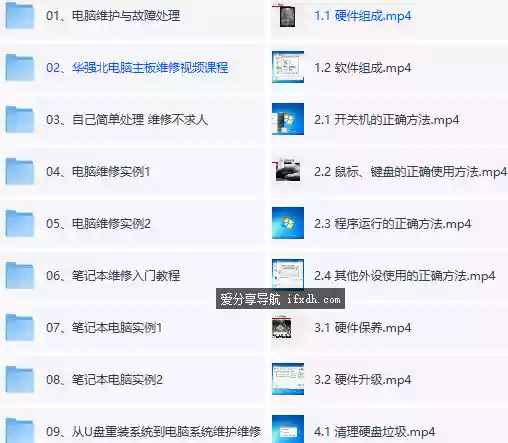 电脑维修从入门到精通教程:台式机/笔记本/主板/系统重装视频合集
