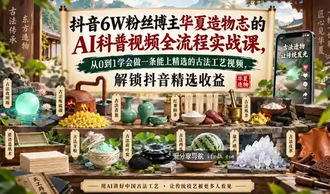 抖音6W粉丝华夏造物志的AI科普视频全流程实战课 解锁抖音精选收益