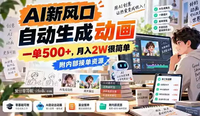 AI新风口/自动生成动画/一单500+/附内部接单资源